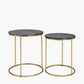 Milly S/2 Black Marble and Gold Metal Side Tables