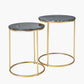 Milly S/2 Black Marble and Gold Metal Side Tables