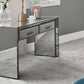 Brindisi Grey Velvet, Antique Metal and Mirror Console Table