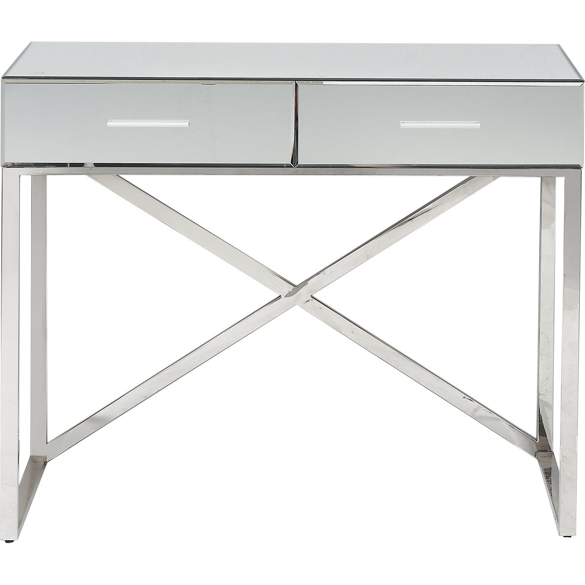 Rocco Mirrored Glass and Silver Metal Desk