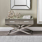 Rocco Mirrored Glass and Silver Metal Coffee Table