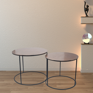 S/2 Panaji Black Iron and Gold Aluminium Round Tables