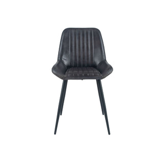 Angelo Ash Black Leather and Black Metal Retro Dining Chair