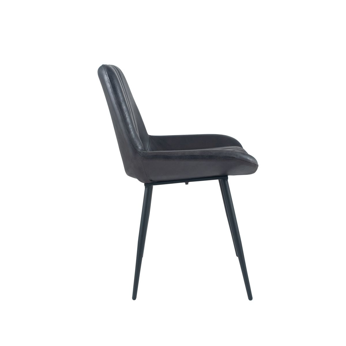 Angelo Ash Black Leather and Black Metal Retro Dining Chair