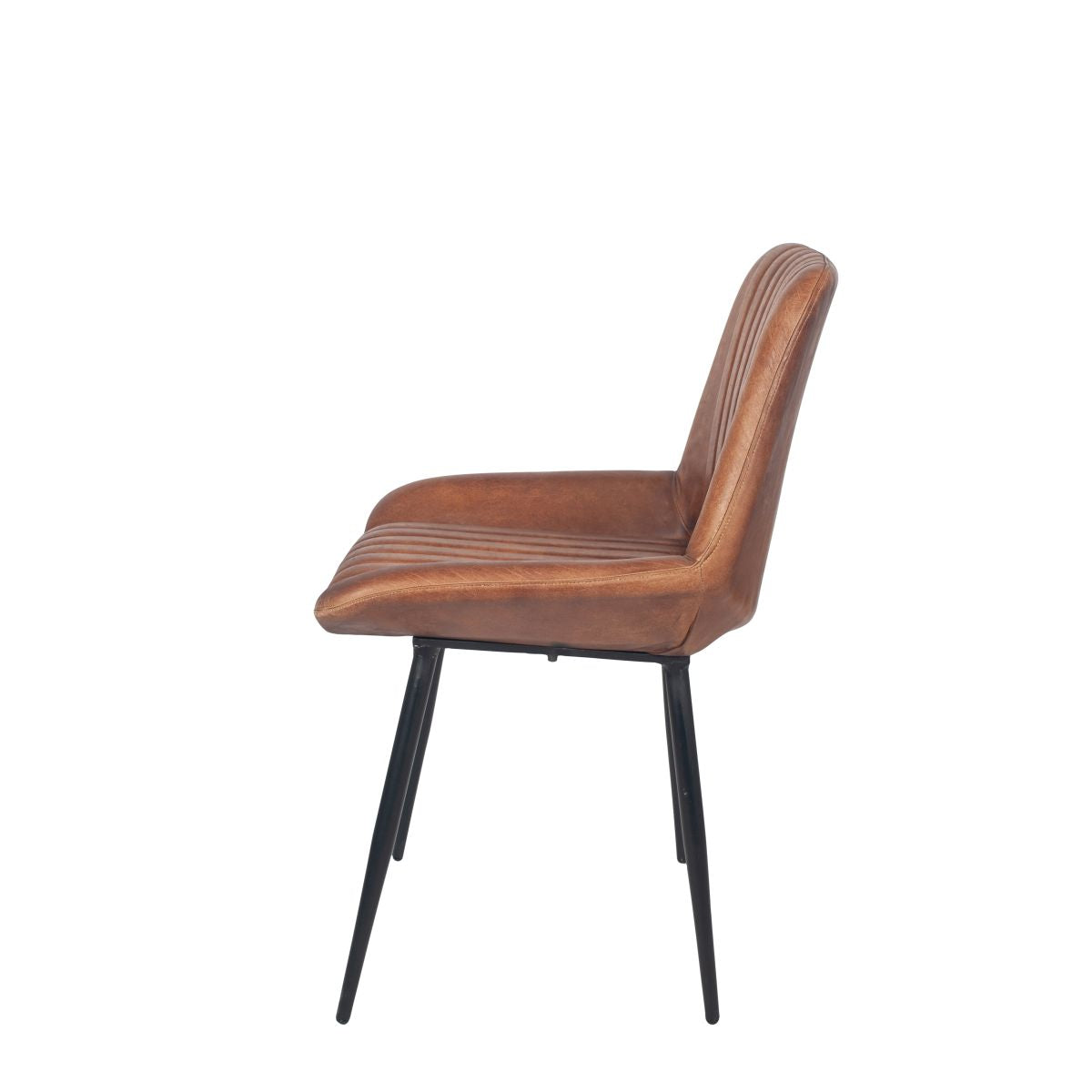 Angelo Ash Black Leather and Black Metal Retro Dining Chair