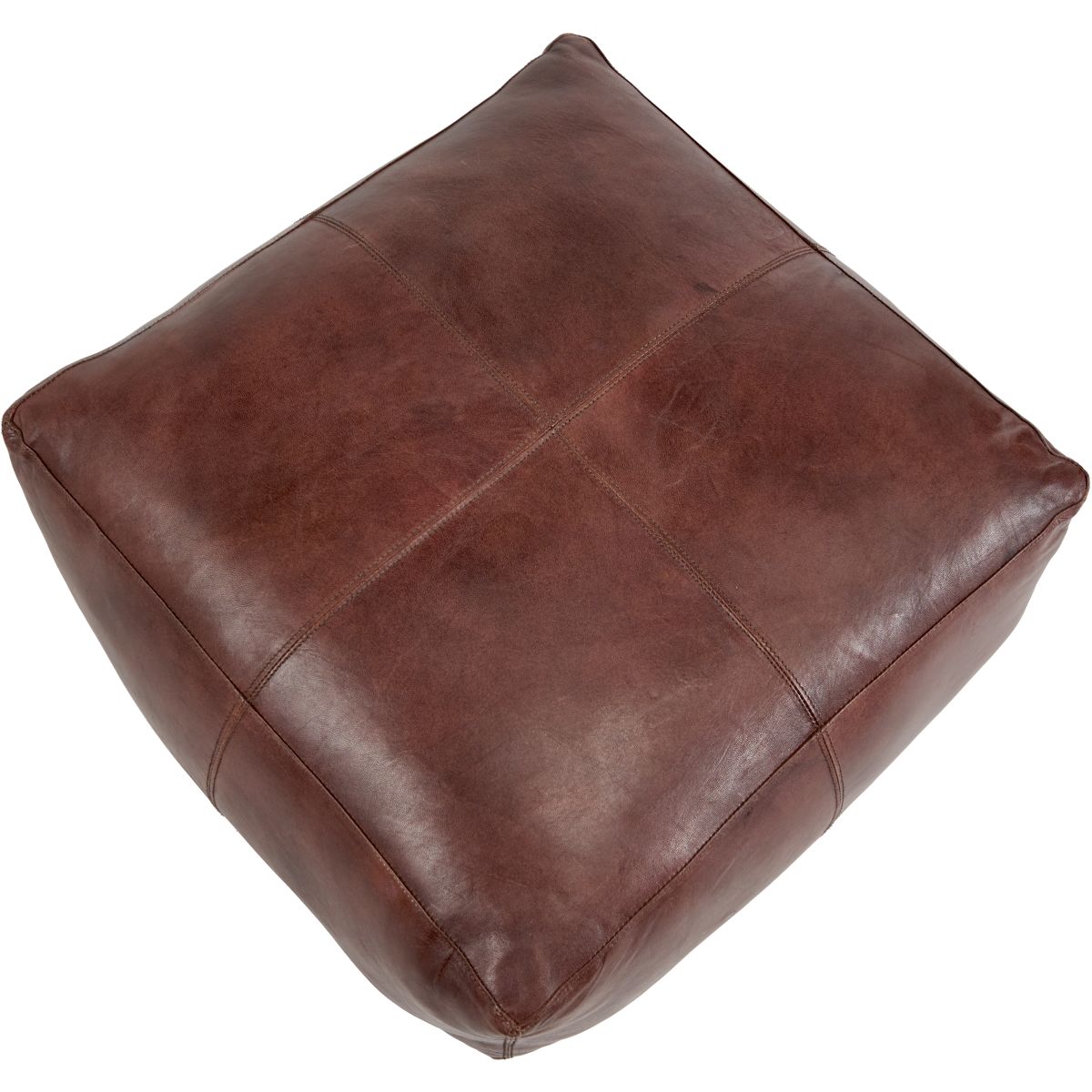 Matteo Natural Tan Leather Square Pouffe