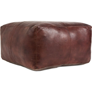 Matteo Natural Tan Leather Square Pouffe