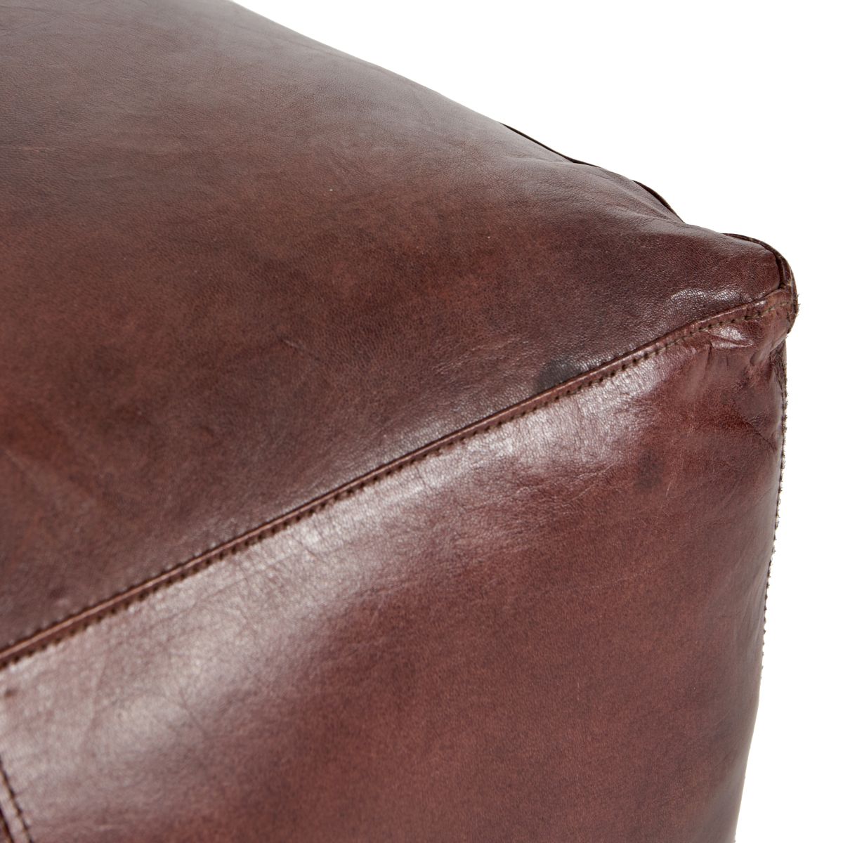 Matteo Natural Tan Leather Square Pouffe