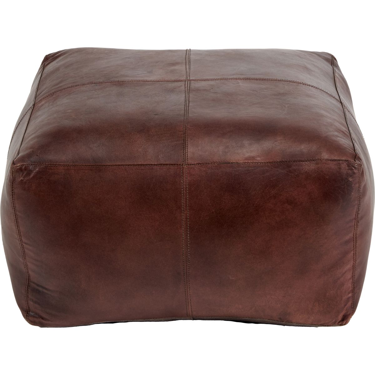 Matteo Natural Tan Leather Square Pouffe