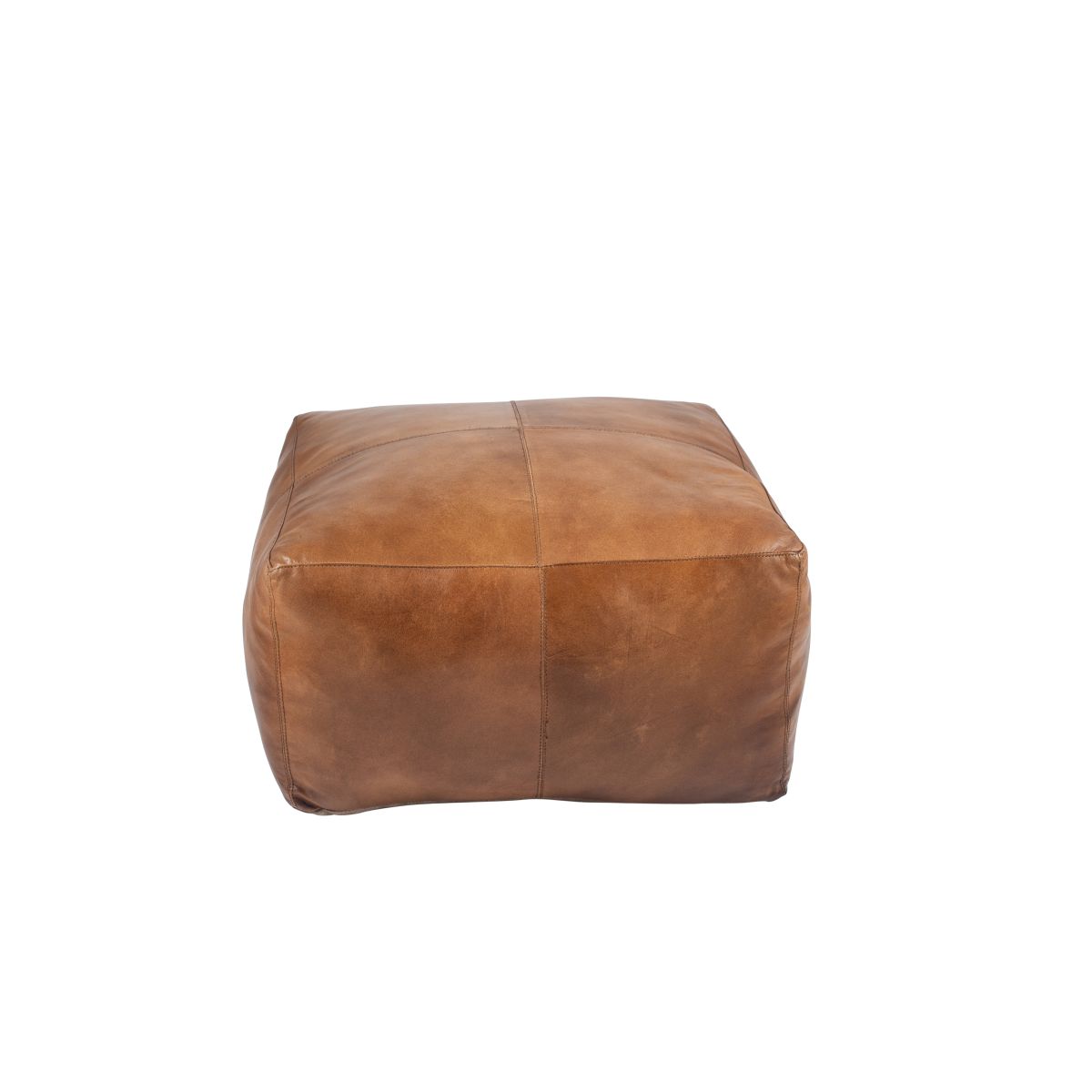 Matteo Natural Tan Leather Square Pouffe