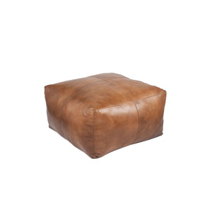 Matteo Natural Tan Leather Square Pouffe