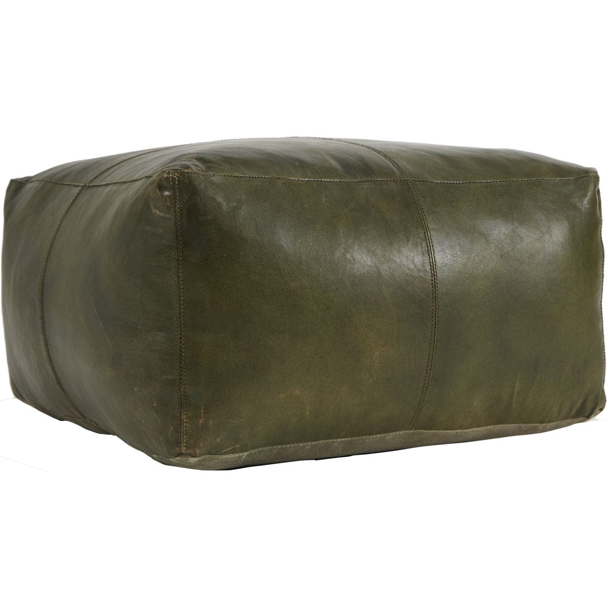 Matteo Natural Tan Leather Square Pouffe