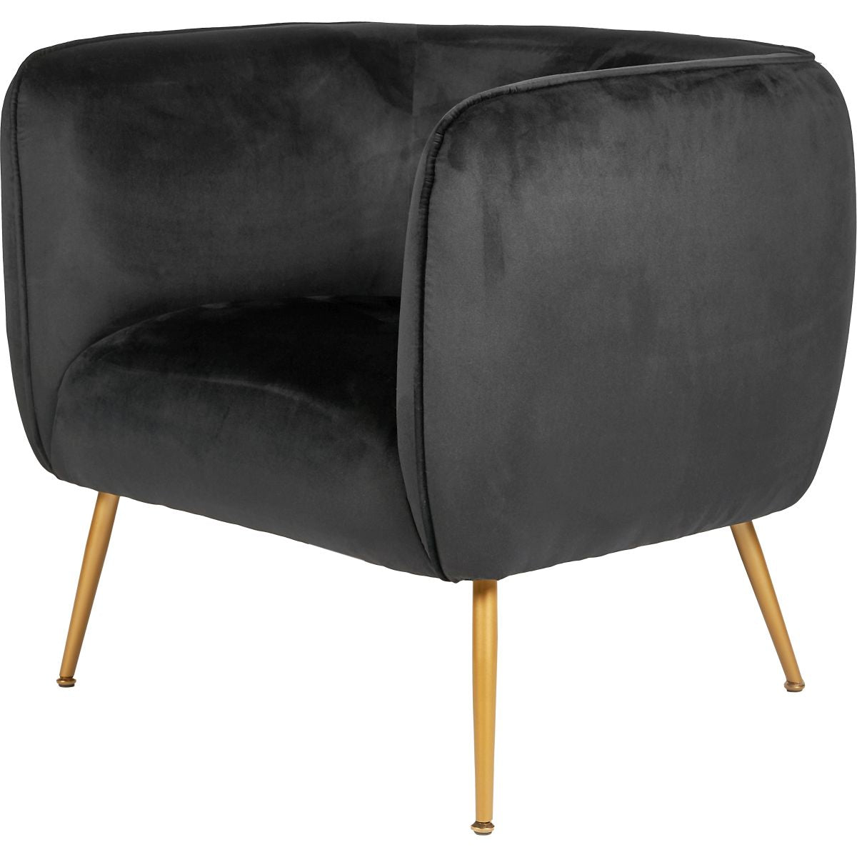 Lucca Black Velvet and Metal Armchair