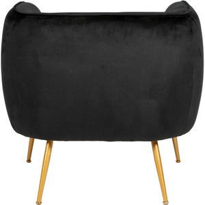 Lucca Black Velvet and Metal Armchair