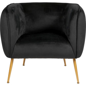 Lucca Black Velvet and Metal Armchair