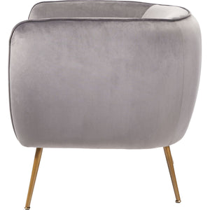 Lucca Black Velvet and Metal Armchair