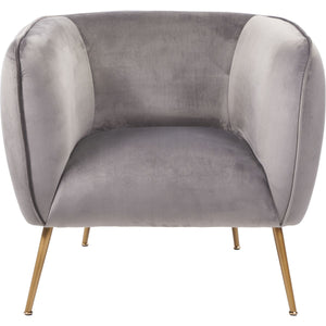 Lucca Black Velvet and Metal Armchair