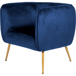 Lucca Black Velvet and Metal Armchair