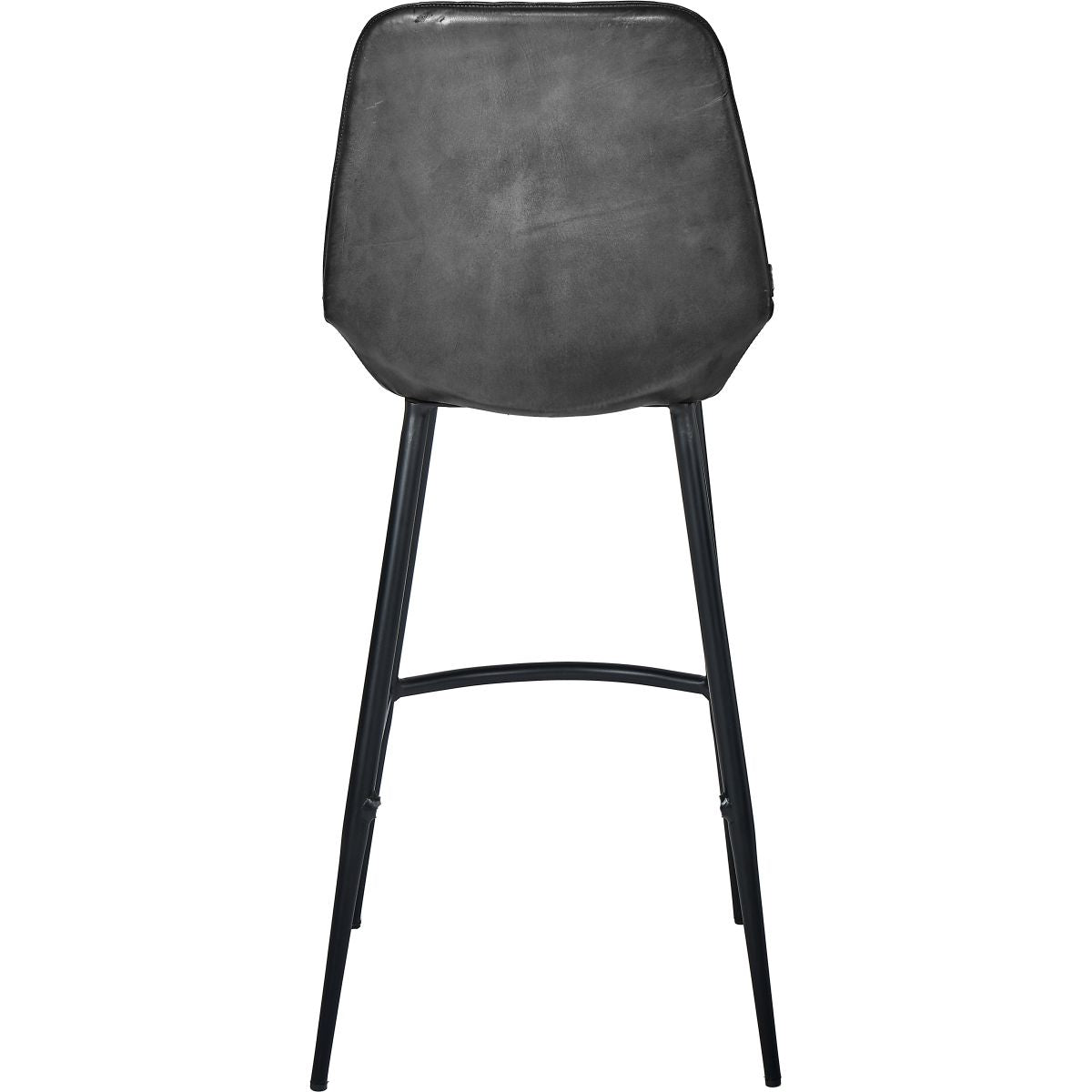 Angelo Vintage Brown Leather and Black Metal Retro Bar Stool