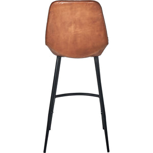 Angelo Vintage Brown Leather and Black Metal Retro Bar Stool