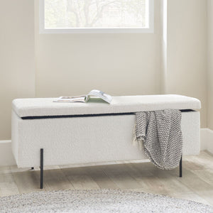 Catania Boucl�� Fabric Storage Bench With Black Legs