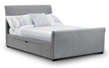CAPRI FABRIC BED WITH DRAWERS LIGHT GREY 180CM