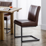 BROOKLYN DINING CHAIR - BROWN FAUX LEATHER & SQUARE GUNMETAL