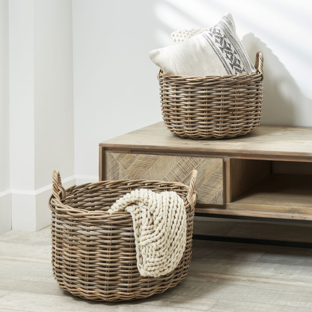 S/2 Grey Kubu Log Baskets