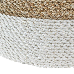 S/2 Banana Leaf Two Tone Natural and White Baskets