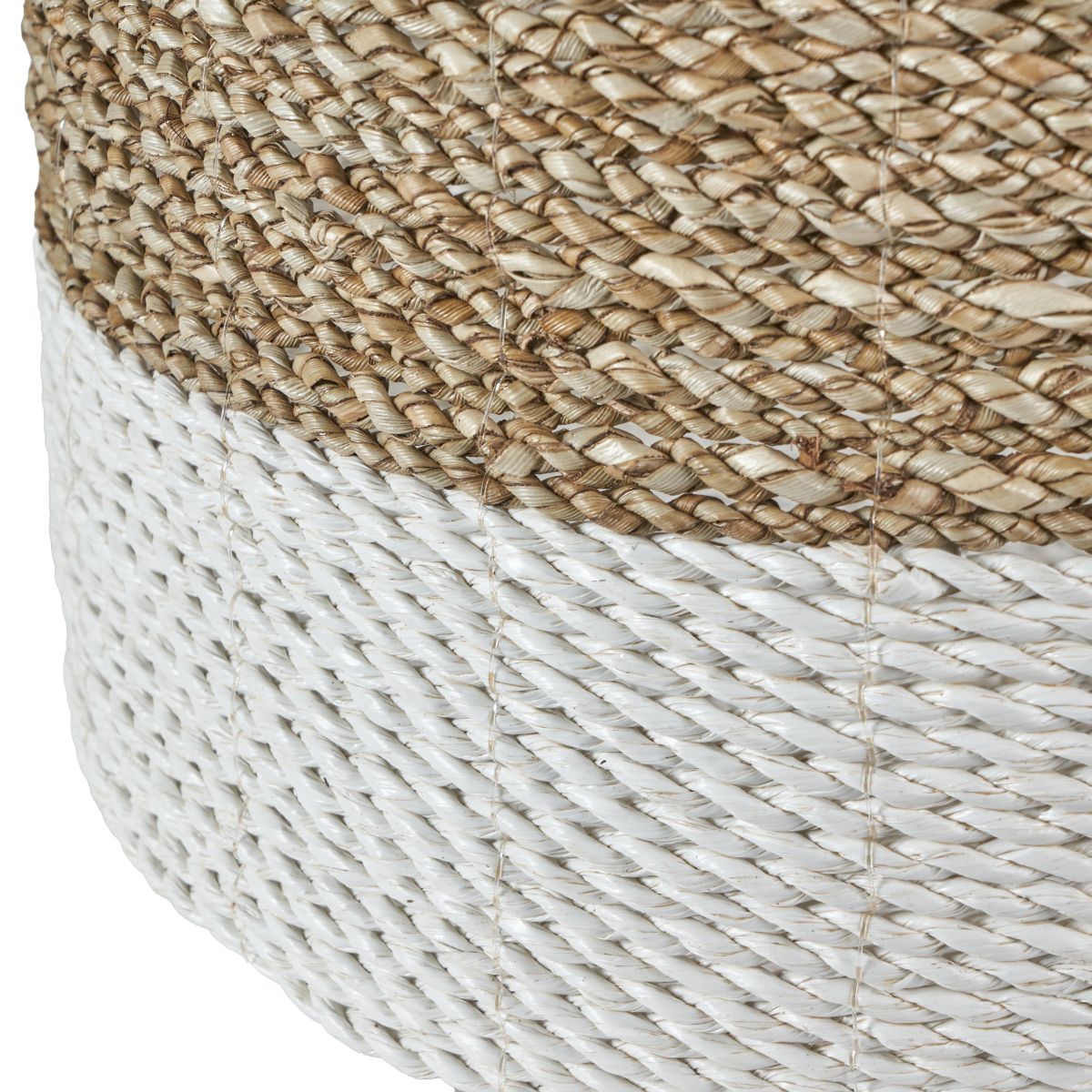 S/2 Banana Leaf Two Tone Natural and White Baskets