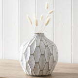 Gaudi White Stoneware Geometric Design Vase