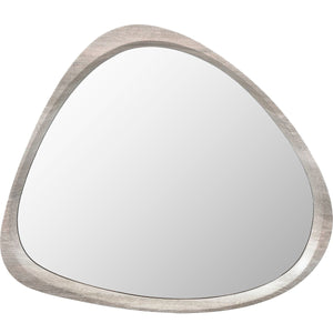 Grey Oak Wood Veneer Curved Wall Mirror