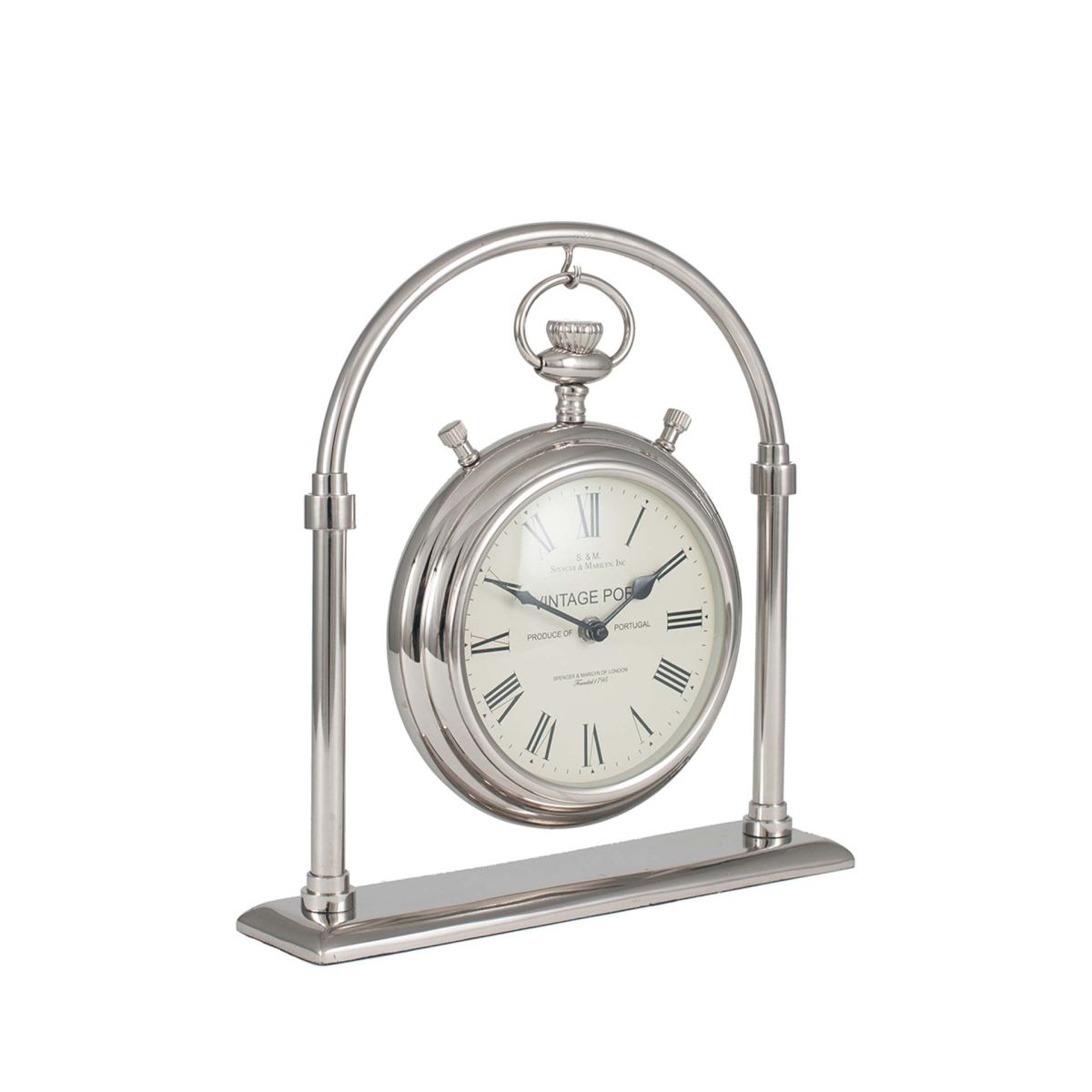 Silver Metal and Glass Carriage Clock