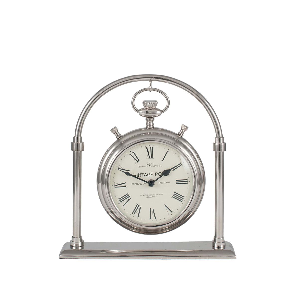 Silver Metal and Glass Carriage Clock