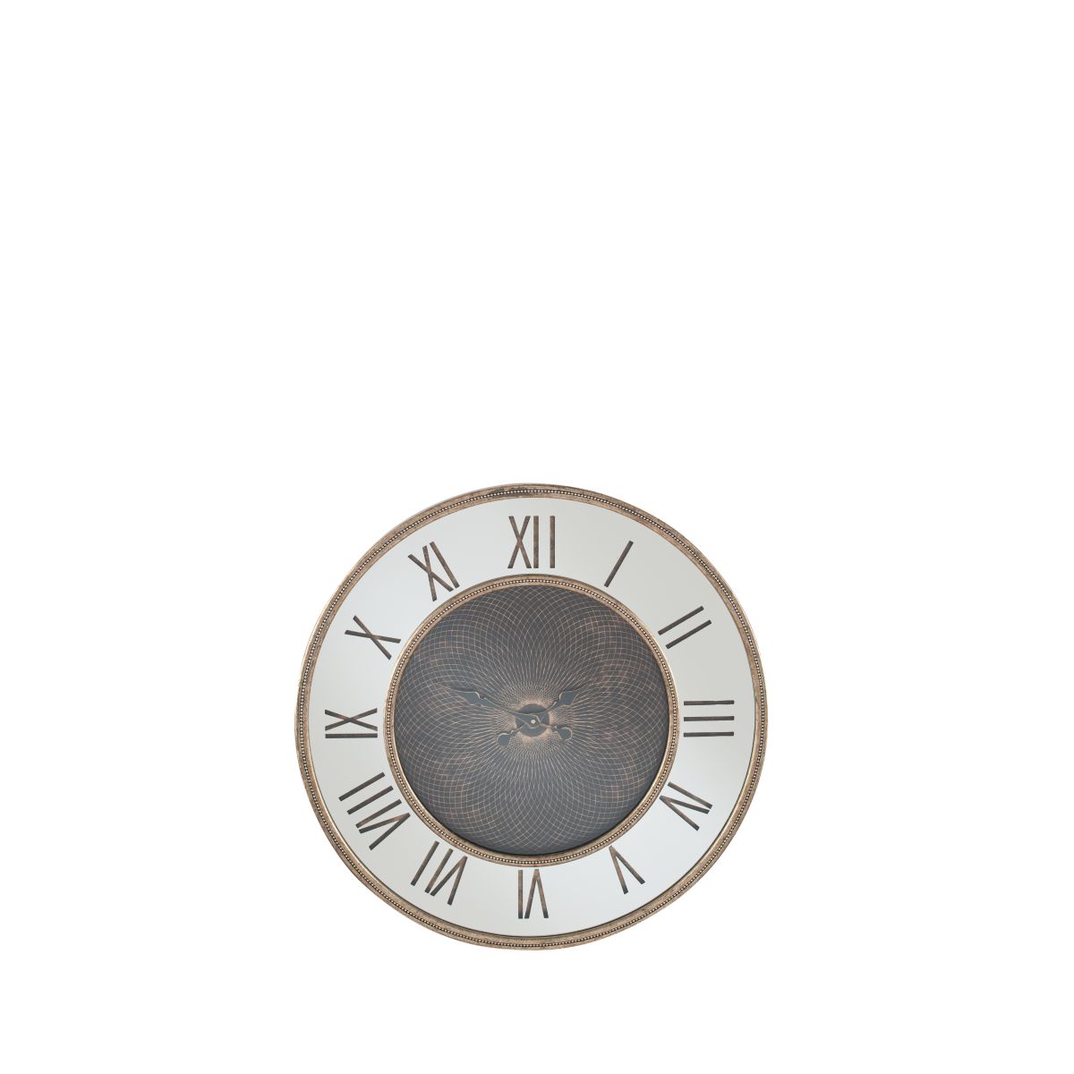 Antique Gold Wood and Geo Print Mirror Wall Clock