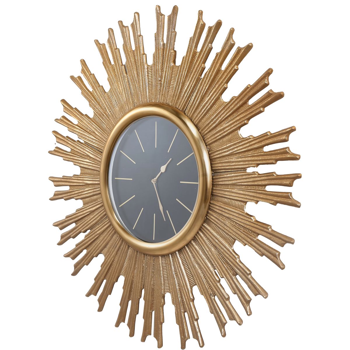 Gold Metal and Black Face Starburst Wall Clock