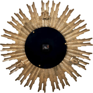 Gold Metal and Black Face Starburst Wall Clock