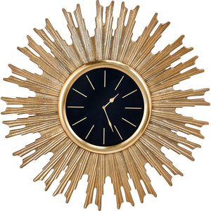 Gold Metal and Black Face Starburst Wall Clock