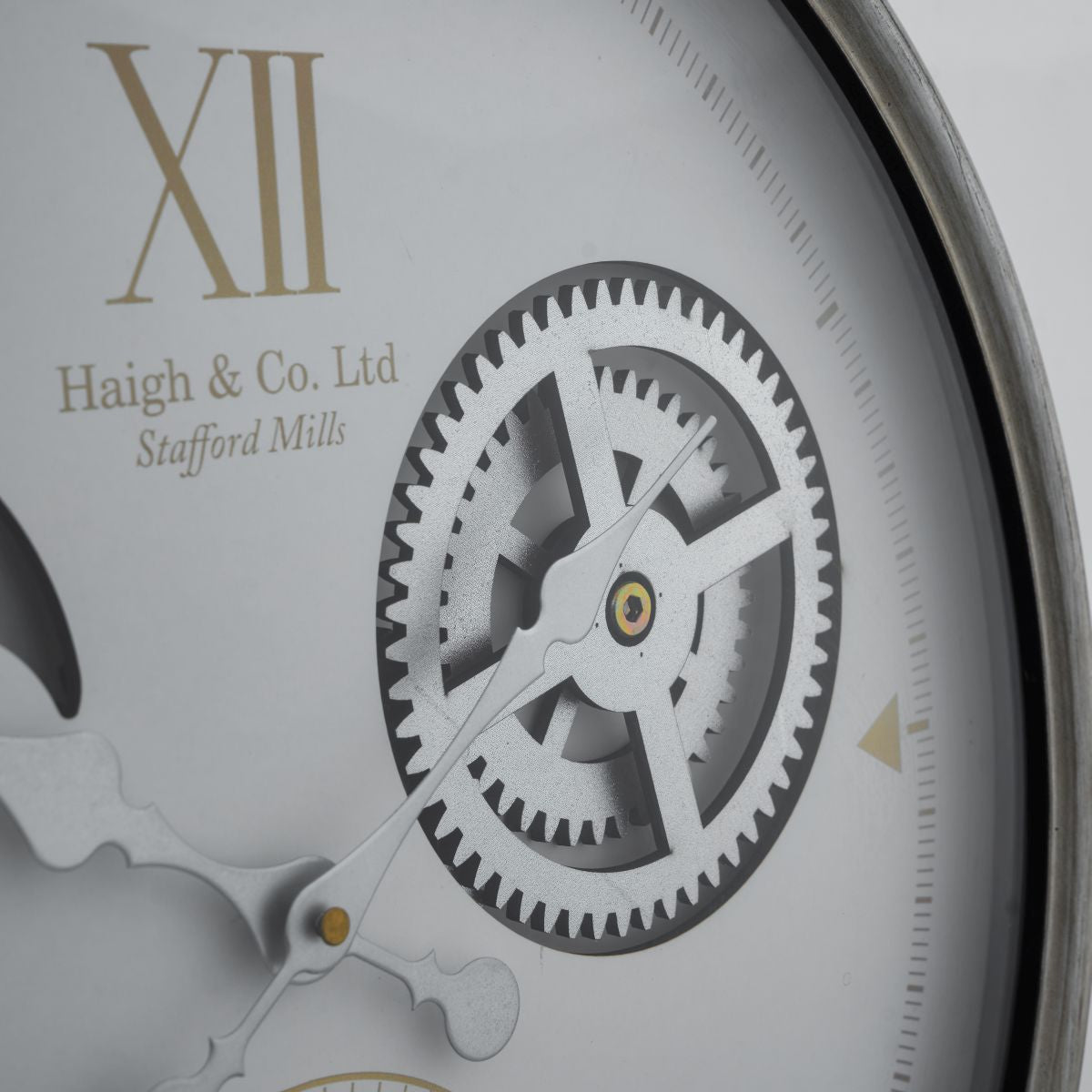 White and Silver Metal Working Cog Wall Clock