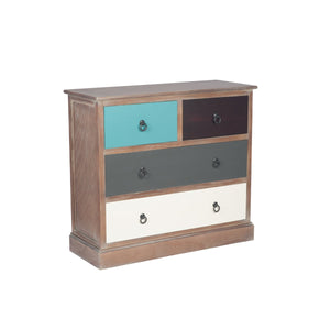 Loft Blue Multicoloured Pine Wood 4 Drawer Unit