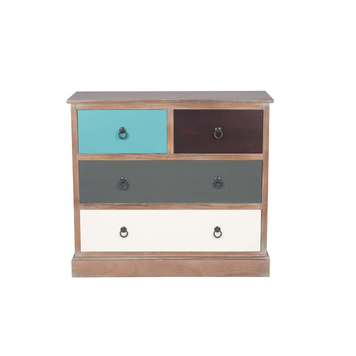 Loft Blue Multicoloured Pine Wood 4 Drawer Unit