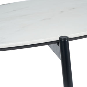 Marchello White Marble Veneer and Black Metal Console Table