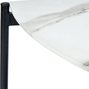 Marchello White Marble Veneer and Black Metal Console Table