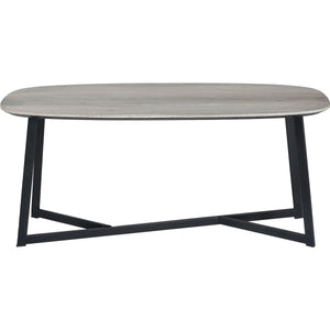 Ukiah Grey Oak Veneer and Black Metal Coffee Table