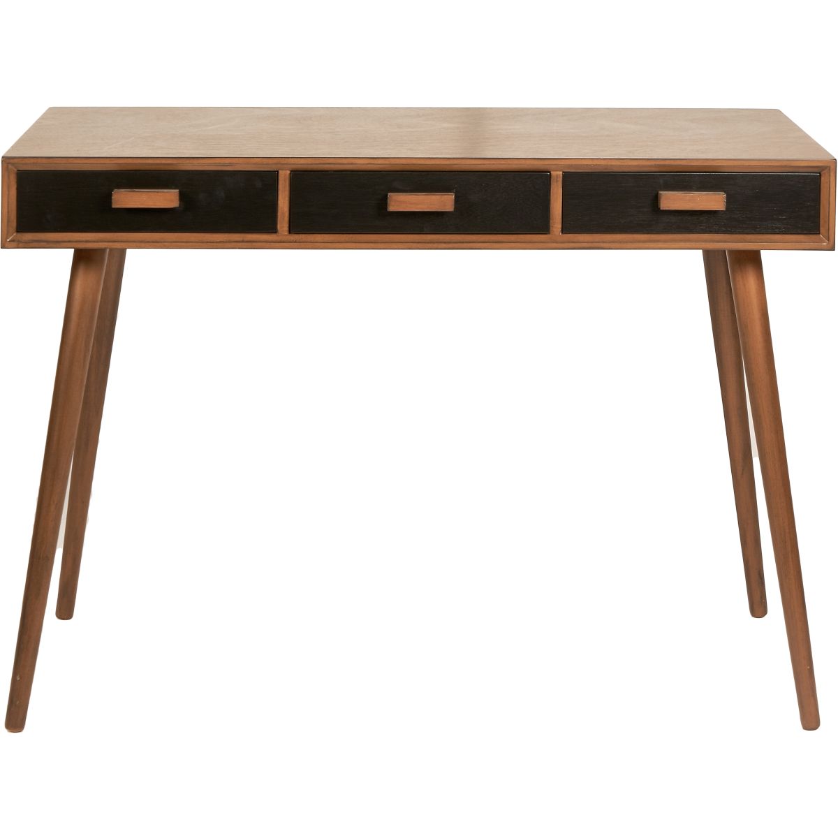 Klee Black Pine Wood 3 Drawer Desk