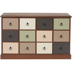 Loft Sage Multicoloured Pine Wood 12 Drawer Unit