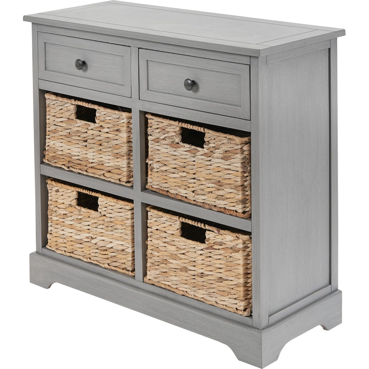 Devonshire Grey Pine Wood 2 Drawer 4 Basket Unit