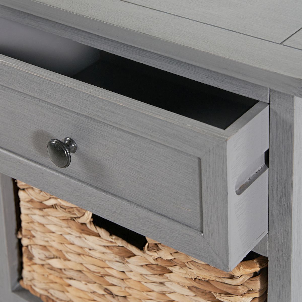 Devonshire Grey Pine Wood 2 Drawer 4 Basket Unit