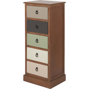 Loft Sage Multicoloured Pine Wood 5 Drawer Unit