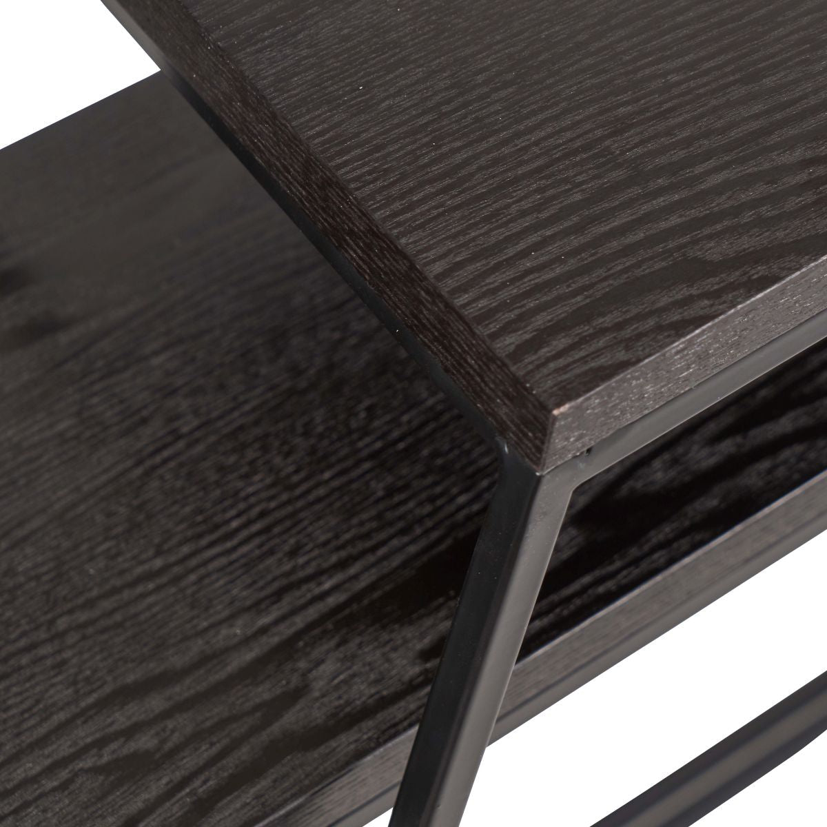 Mashiko S/2 Black Ash Veneer and Black Metal Console Tables